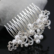 New Rhinestone inlay Bridal Crown Tiara Wedding Bride Hair Jewelry Comb Trendy Women Hairwear Elegant Imitation Pearl Wholesale 2024 - buy cheap