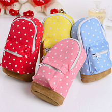 Cute Creative Pencil Cases Big Capacity Canvas Backpack Polka Dot Pencil Bag Storage Cosmetic Bags For Women School Office 2024 - buy cheap