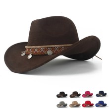Western Cowboy Hat For Women Roll-up Brim Elegant Lady Fascinator Outblack Sombrero Hombre Jazz Cap Size 56-58 2024 - buy cheap