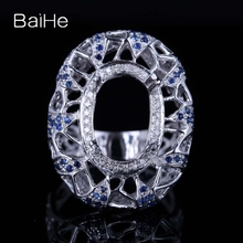 BAIHE-anillo semimontado de oro blanco de 14K para mujer, joyería de aniversario de corte ovalado, bonito/elegante romántico, único y elegante 2024 - compra barato