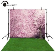 Allenjoy photography background Spring pink sakura flower wall tree lawn wedding backdrop photo studio kid photophone photocall 2024 - buy cheap