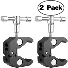 2Pack ChromLives Super Clamp Crab Clamp Photography w/ 1/4" 3/8" Thread Rod Clamp Pliers Clip DSLR Rig Cameras, 15mm Rods, Light 2024 - buy cheap