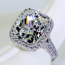 Женское кольцо с цирконием Majestic Sensation, белое золото 14KT, 10ct, 5A 2024 - купить недорого