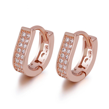 MxGxFam Irregular 2 Line Zircon Hoop Earrings For Women Rose Gold Color Fashion Cute Jewelry 2019 New Design Good Quality 2024 - buy cheap