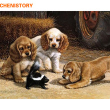 CHENISTORY Dogs Play The Games DIY Digital Oil Painting By Numbers Color Kit Paint On Canvas With Wooden Frame For Children Gift 2024 - buy cheap