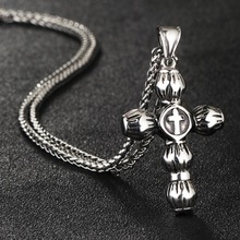 Top Quality Men Punk Cross Pendants&Necklaces Silver Color Stainless Steel Link Chains Necklaces Fashion Jewelry Accessory NC022 2024 - buy cheap