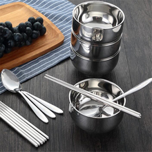 Portable Barbecue Tableware Set Camping Stainless Steel Bowl Chopsticks Spoon Suit Bag Travel Tableware Set 2024 - buy cheap