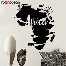 Абстрактный африканский континент карту в африканском стиле Животные настенные виниловые наклейки для декора дома для Гостиная Спальня Съемный Настенная Наклейка 3143 2024 - купить недорого