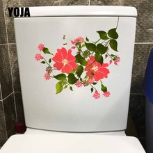 Yoja adesivo de parede pintado à mão e a mão, decalque para banheiro, decoração de casa, flores e abelhas rosas 2024 - compre barato