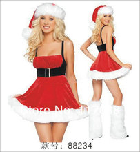 OKAYOASIS-Disfraz Sexy de Papá Noel para mujer, traje de Cosplay de dos piezas, de señora, para fiesta de Navidad, rojo, talla libre 2024 - compra barato