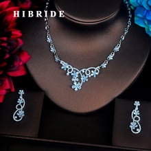 HIBRIDE Clear Flower Design Shinny Cubic Zirconia Women Jewelry Sets Earring Set Wedding Bride Dress Accessories Gifts N-371 2024 - buy cheap