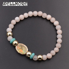 Wellmore-pulseiras femininas redondas com contas de pedra, braceletes com contas com contas, moda feminina. atacado. 2024 - compre barato