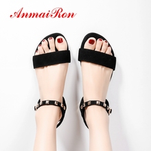 ANMAIRON-sandalias de verano de piel auténtica para mujer, zapatos informales básicos, talla 34-45, LY2316, 2019 2024 - compra barato