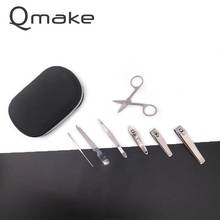 Black Pro Nail Care 7pcs Cutter Cuticle Clipper Manicure Pedicure Tool Kit Case Gift Set 2024 - buy cheap