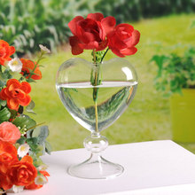 Vasos de flores plantadores vaso de vidro coração decoração de casa flor vaso de mesa vaso decorativo plantador de vaso de vidro decoração de casamento 2024 - compre barato