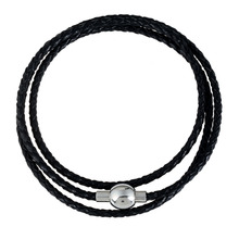 Мужской женский черный кожаный многослойный Плетеный браслет из нержавеющей стали с магнитной застежкой, браслет на запястье, ювелирные изделия 2024 - купить недорого