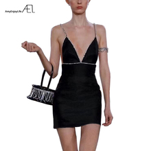 Женское платье-комбинация, вечернее мини-платье с глубоким треугольным вырезом и открытой спинкой, 2019 2024 - купить недорого