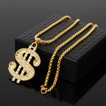 Fashion Crystal Dollar Symbol Pendant Necklaces For Men Chain Pendants Women Necklace Cool Boy Men Jewelry 2024 - buy cheap