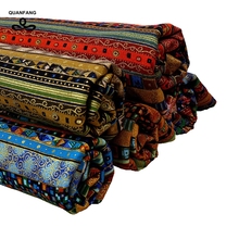 QUANFANG-tela de lino y algodón estampada, tejido para Patchwork, costura, bricolaje, sofá, mantel, muebles de estilo africano, 50x145cm, 45x45cm 2024 - compra barato