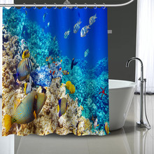 Personalizado cortina de chuveiro do mundo do mar cortinas de banho de tecido moderno decoração para casa mais tamanho personalizado sua imagem 2024 - compre barato