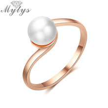 Mytys-Anillo de perlas redondas para mujer, joyería de moda de oro rosa, anillos de compromiso femeninos, R2107 2024 - compra barato