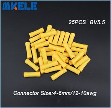 25pcs BV5.5 Insulated Straight Wire Butt Connector Electrical Crimp Terminals 12-10awg 2024 - buy cheap