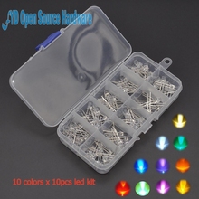 With case (10 colors x 10pcs) 5mm LED Diode 3V 5 mm Assorted Kit Warm White Green Red Blue UV Ultra Bright DIY Light Emitting 2024 - buy cheap