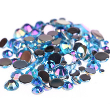 2MM-8MM Loose DIY Bling Aqua Blue AB Color Round Shape Acrylic Rhinestones Flatback Acrylic Stones Hand Craft Arts Decoration 2024 - buy cheap