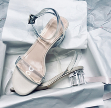 Sapatos femininos de pvc, sandálias de salto alto, aberto, fita transparente para sandália feminina verão 2019 2024 - compre barato