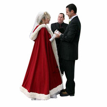 Chal de piel sintética roja para envolver, capa nupcial cálida, chal de boda, estola, capa de boda para invierno, hecho a medida de Navidad 2024 - compra barato