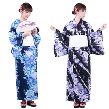 Kimono de estilo japonés para mujer, Vestido de manga larga de algodón con estampado Floral de cereza, túnicas largas, moda tradicional japonesa, Yukata 2024 - compra barato