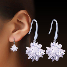 100% 925 sterling silver fashion ice flowers ladies`stud earrings female jewelry wholesale women birthday gift drop shipping 2024 - buy cheap