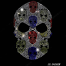 2pc/lot  Colorful Skull hot fix rhinestone transfer motifs iron on crystal transfers design strass iron patches for shirt 2024 - buy cheap