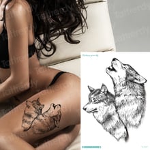 Wolf Temporary Tattoo Stickers Waterproof Women Fake Thigh Animal Tattoos Couple Adult Men Body Art Decal Teen Wolf Tatoo Big 2024 - buy cheap