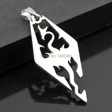 Fashion Silver Tone Stainless Steel The Elder Scrolls Oblivion Skyrim Dragon Pendants Necklace Gift MN394 2024 - buy cheap