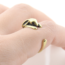 Anillo Masculino de conejo de bronce Vintage hecho a mano anillo Punk negro Ojo de cristal Animal anillos para Mujeres Hombres joyería niñas regalo 2024 - compra barato