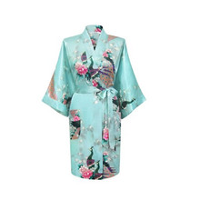 Детское синее модное женское кимоно с павлином, банный халат ночная сорочка, халат юката, одежда для сна с карманом с поясом, Размеры S M L XL XXL XXXL 2024 - купить недорого