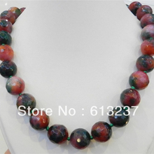 Fashion 10mm faceted round stone natural multicolor jade making Necklace 18" MY4324 2024 - compre barato