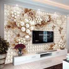 Papel de parede com foto personalizada 3d, jóias de luxo, mural para sala de estar, tv, sofá, hotel, decoração de paredes, 3 d de flores 2024 - compre barato