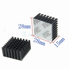 50 Uds. Radiador disipador térmico de aluminio negro 28x28x15mm con cinta Termocontraíble 3M refrigeración para Chip IC 28mm x 15mm 2024 - compra barato