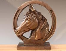 Chinese FengShui Bronze Copper Zodiac Auspicious Horse Head Bust Animal Statue 2024 - buy cheap