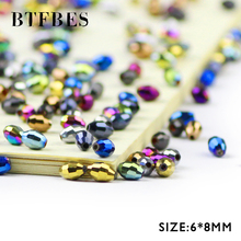 BTFBES-Cuentas redondas espaciador suelto de Color ovalado, granos de arroz, perlas de cristal austriaco, 6x8mm, para fabricación de joyería DIY, 50 Uds. 2024 - compra barato