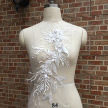 mylb Handmade Beads 3D Wedding Dress Applique DIY Bridal Headdress Ivory White Lace Collar Lace Fabric Patch 2024 - buy cheap