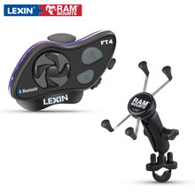 Комбинированный комплект LEXIN & RAM для мотоциклетного шлема с внутренней связью и креплением Ram, светильник с отделкой, дизайн, универсальное Сопряжение 2024 - купить недорого