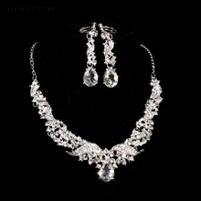 Luxury Bridal Jewelry Sets Sparkling Crystal Angel Wings Waterdrop Necklace Earrings Sets Women Fashion Wedding Bridal Accessory 2024 - buy cheap