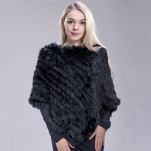 ZDFURS*  spring autumn Genuine Real Knitted Rabbit Fur Poncho Wrap scarves women natural rabbit fur Shawl triangle Cape 2024 - buy cheap