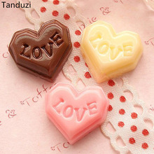 Tanduzi 20pcs Cute Flatback Resin Cabochons Simulation Food Sweets "LOVE" Chocolate Embellishments Scrapbooking DIY Resin Crafts 2024 - buy cheap
