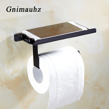 Black Toilet Paper Phone Holder with Shelf  Wall Mounted Mobile Phone paper Towel Holder Decorative Bathroom Roll Paper Holder 2024 - buy cheap