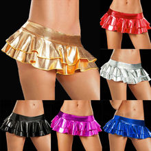 New Women Shiny Metallic Wet Look Micro Mini Skirt Clubwear Party Dance Costume 2024 - buy cheap
