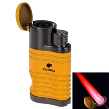 COHIBA Cigar Lighter Windproof Refillable Butane Torch Lighter 4 Jet Flame Lighters with Punch gas Cigarettes Lighter 2024 - buy cheap